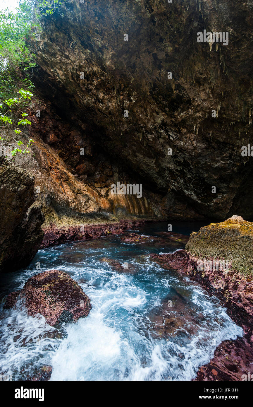 La grotta grotta crollò in Saipan, Marianne settentrionali, Pacifico centrale Foto Stock