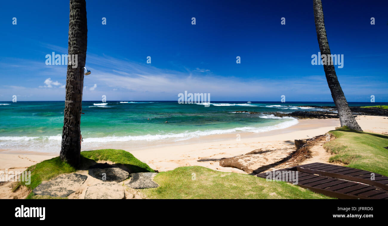 Il Kiahuna Beach, la spiaggia di Poipu Beach di fronte lo Sheraton Kauai, Hawaii, USA, soleggiata giornata estiva Foto Stock