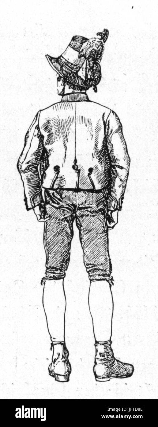 011b Alte Ausseeer Männertrachten um 1830 Foto Stock