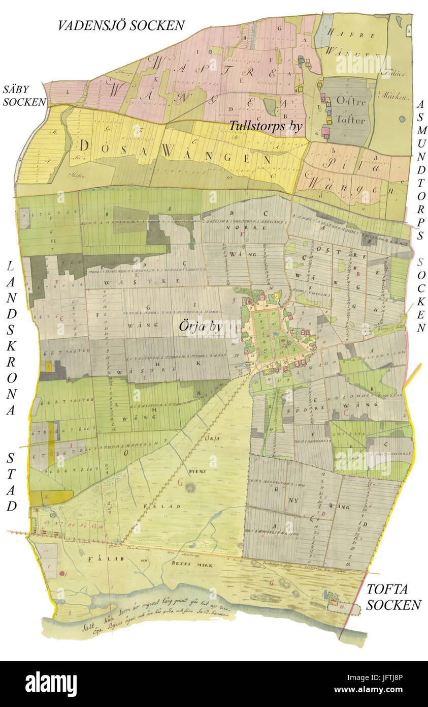 Socken Örja vid tiden för storskiftet Foto Stock