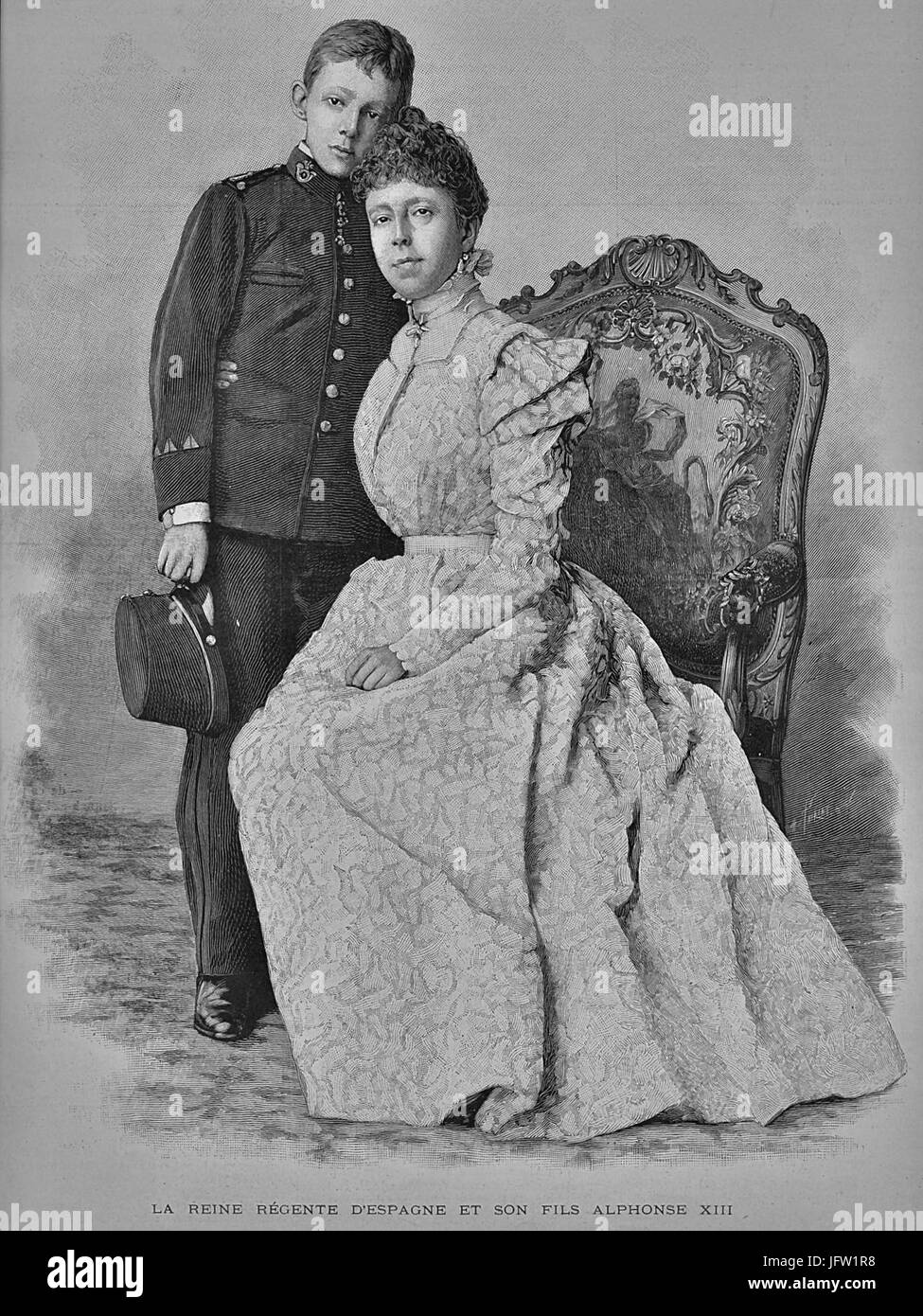 Alfonso XIII et sa mère foto valentin gomez Foto Stock