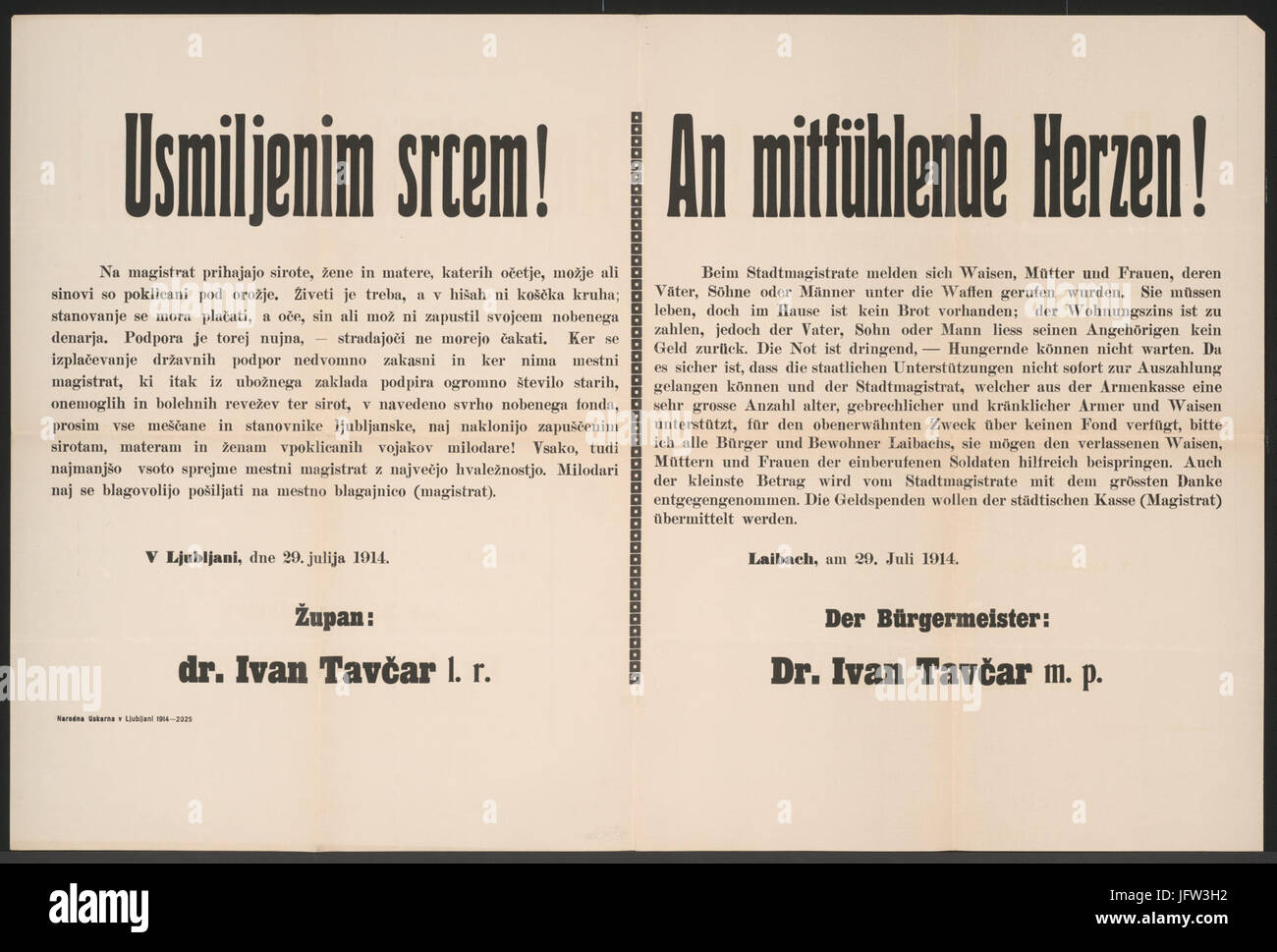 Un mitfühlende Herzen - Laibach - Mehrsprachiges Plakat 1914 (2) Foto Stock