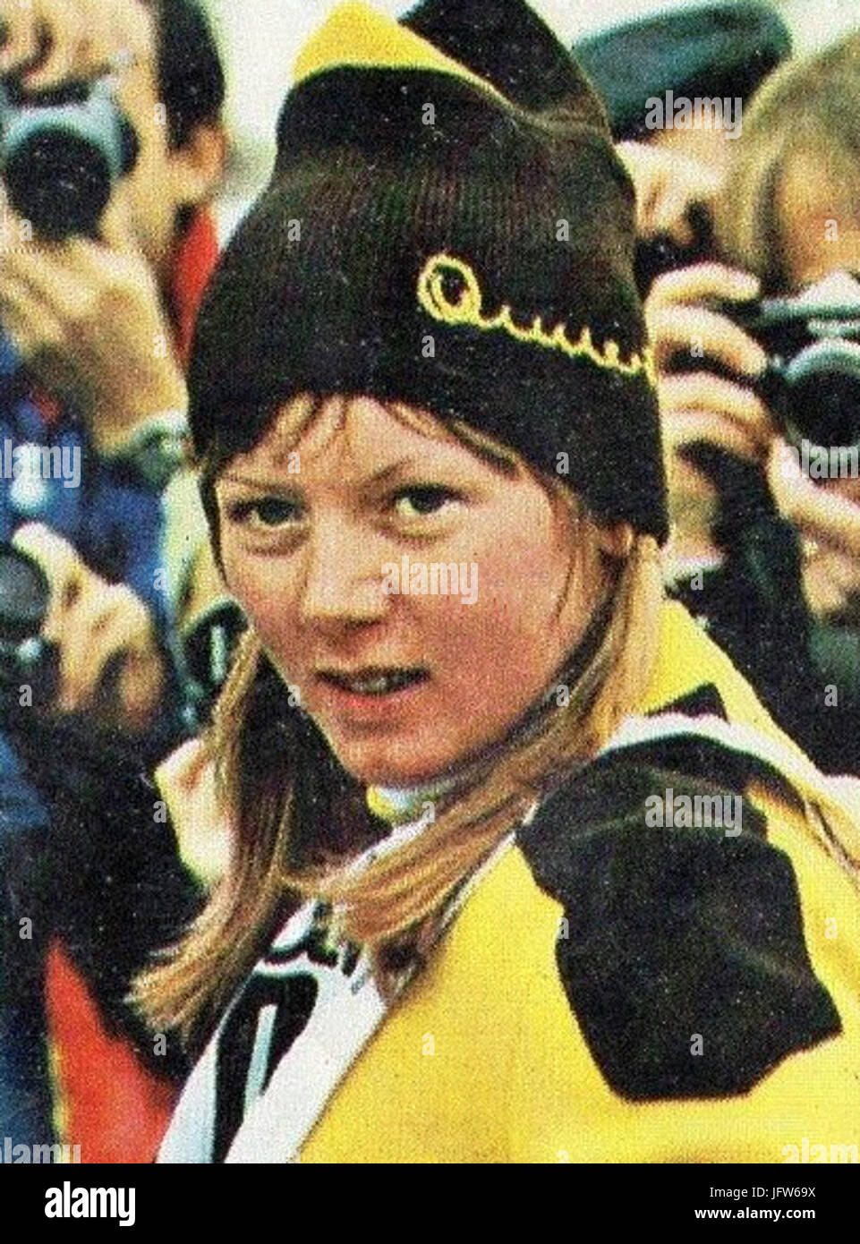 Annemarie Moser-Pröll, una sciatrice alpina austriaca, ha ottenuto numerose vittorie nella stagione di Coppa del mondo 1972, consolidando la sua posizione come una delle principali atlete femminili nella storia dello sci. Foto Stock