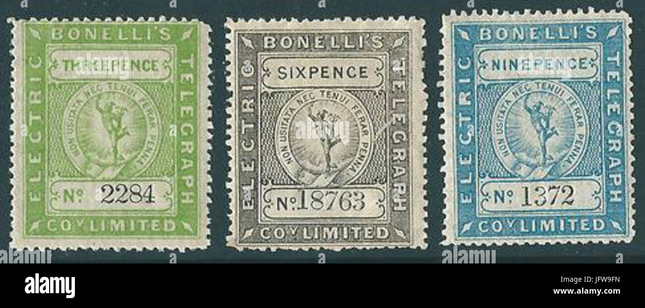 Bonelli s telegrafo elettrico Co Ltd francobolli 1861 Foto Stock