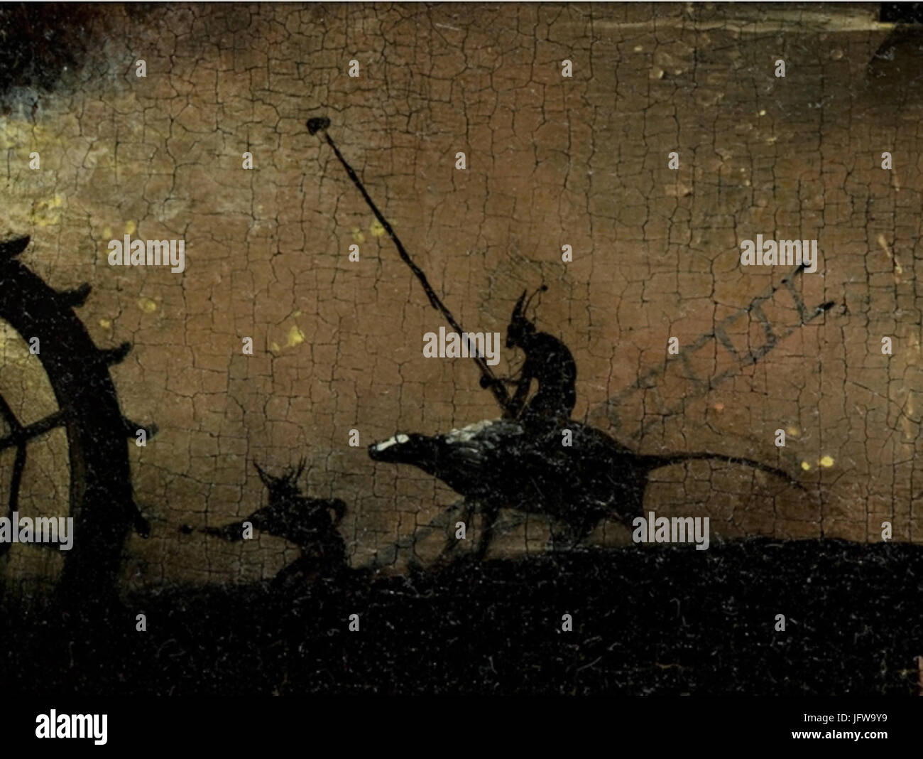 Bosch Hieronymus - Il Giardino delle Delizie il pannello destro - Dettaglio Monster in sella a una creatura a sinistra Foto Stock