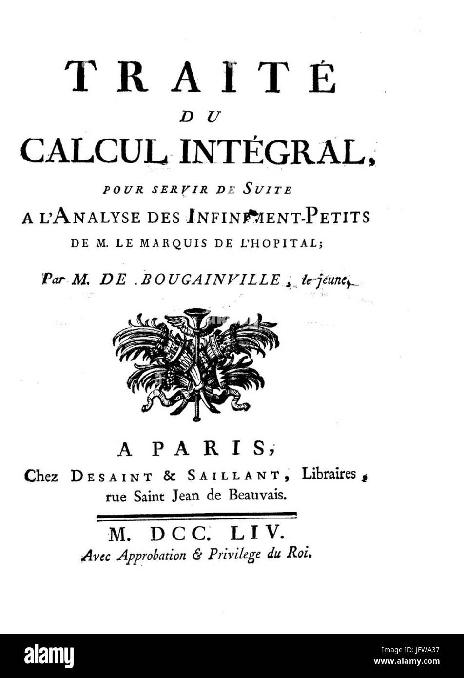 Bougainville - Traité du calcul intégral, 1754 - 162404 Foto Stock