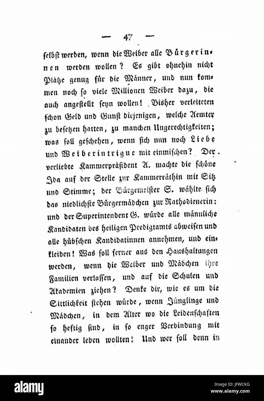 "Briefe über die bürgerliche Selbstständigkeit der Weiber" (lettere sull'indipendenza civile delle donne) è un testo storico che discute dei diritti civili e dell'indipendenza delle donne nel contesto della società europea del XIX secolo. Foto Stock