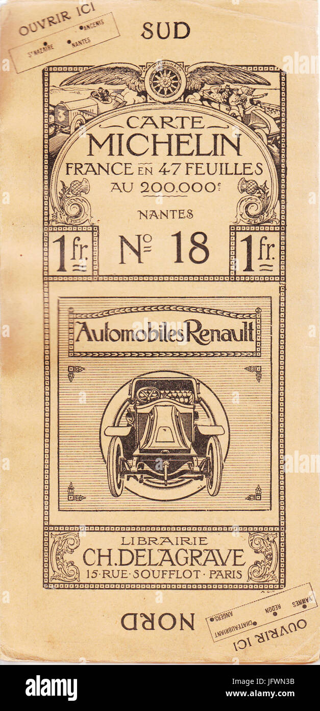 Carte Michelin n° 18 Nantes 1913-1 Foto Stock