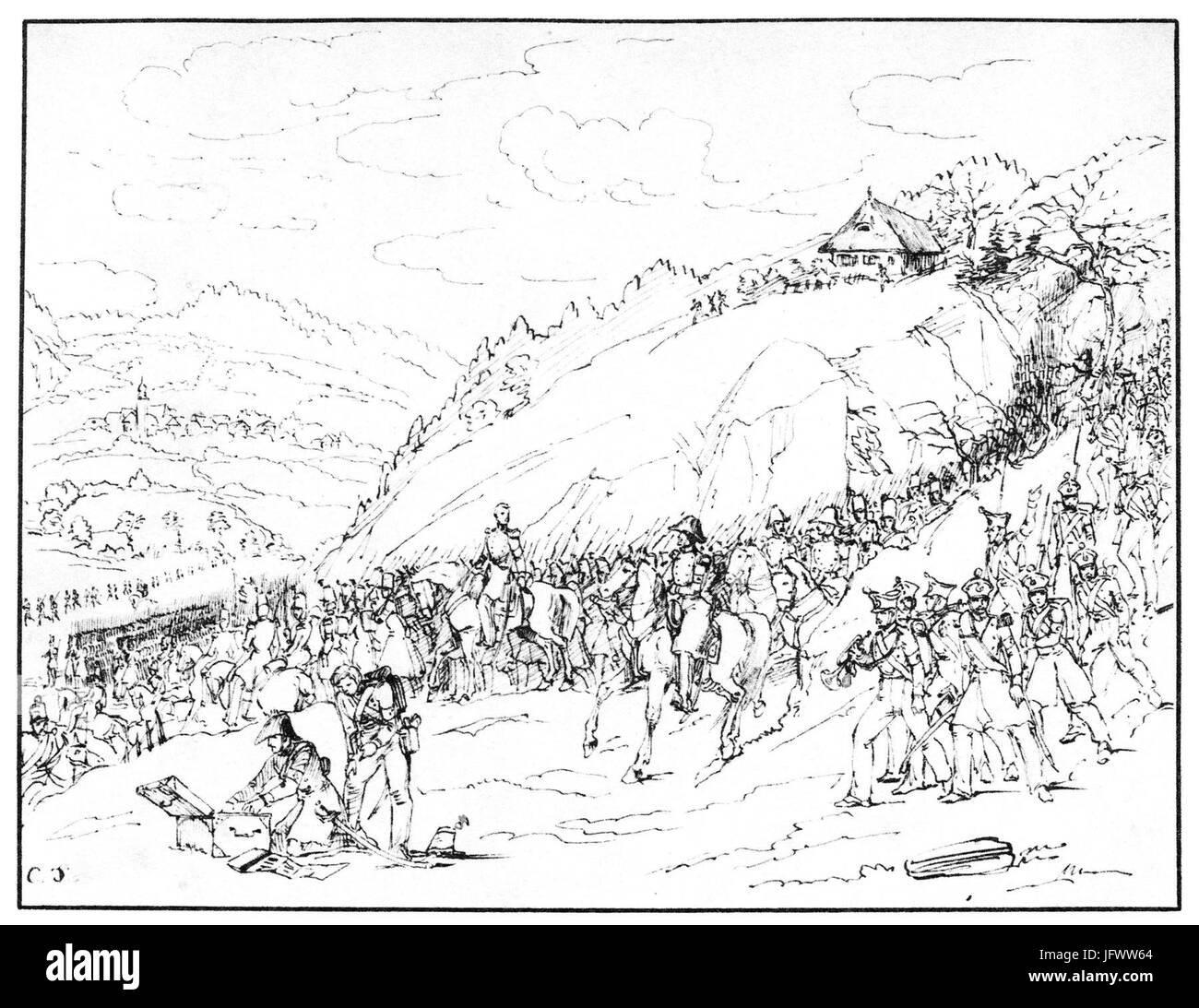 Charles-Alexandre Steinhäuslin 03 - La deuxième division se gamma en battaille devant Belfaux (14.11.1847) Foto Stock