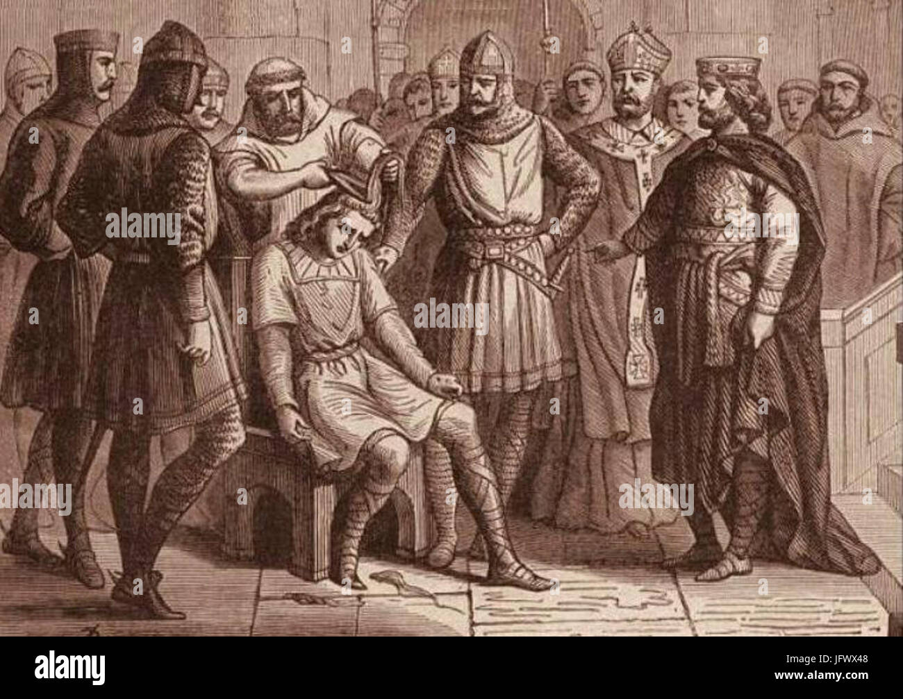 Childéric III déposé par Pépin le Bref Foto Stock