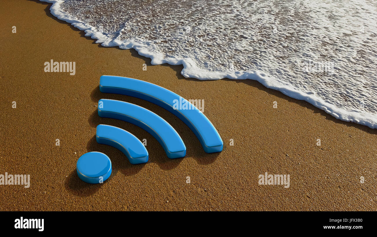 WiFi 4G Internet sulla spiaggia Foto Stock