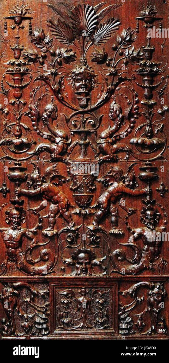 Bartolomeo Baglioni d Agnolo.pannello intagliato con grottesche. 1532 Foto Stock Bartolomeo Baglioni d Agnolo.pannello intagliato con grottesche. 1532 Foto Stock