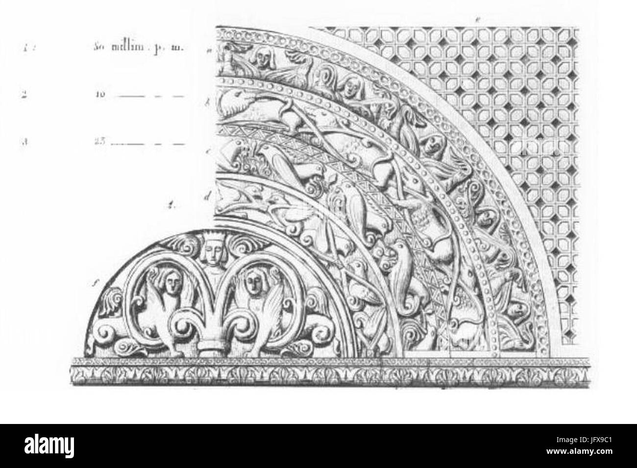 Beauvais (60), sentenza Église Saint-Étienne, portail nord, tympan, dessin d'Eugène Woillez Foto Stock