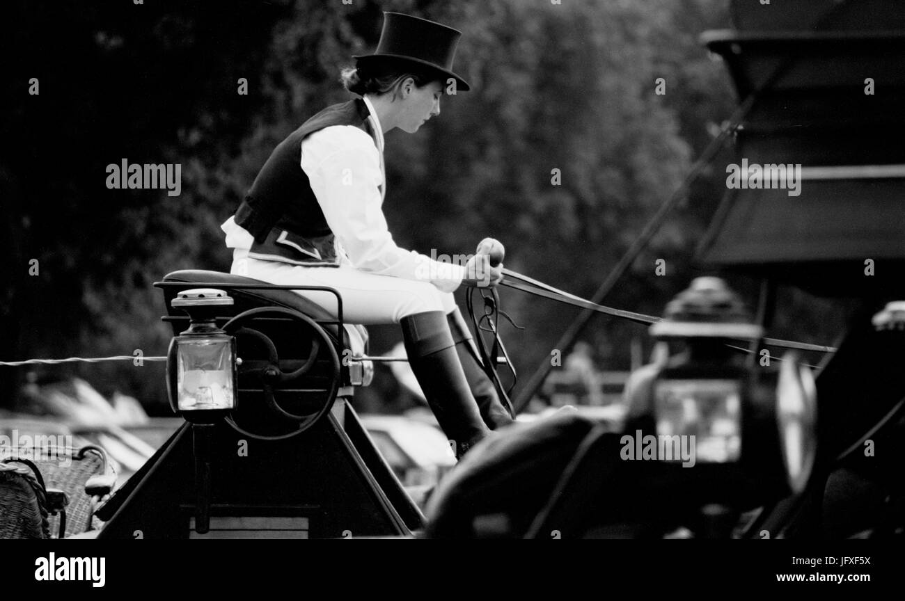 Parigi FRANCIA - CAVALIERE A LA POMME - GRAND STEEPLE CHASE D'Auteuil - pellicola di argento 1989 © Frédéric BEAUMONT Foto Stock