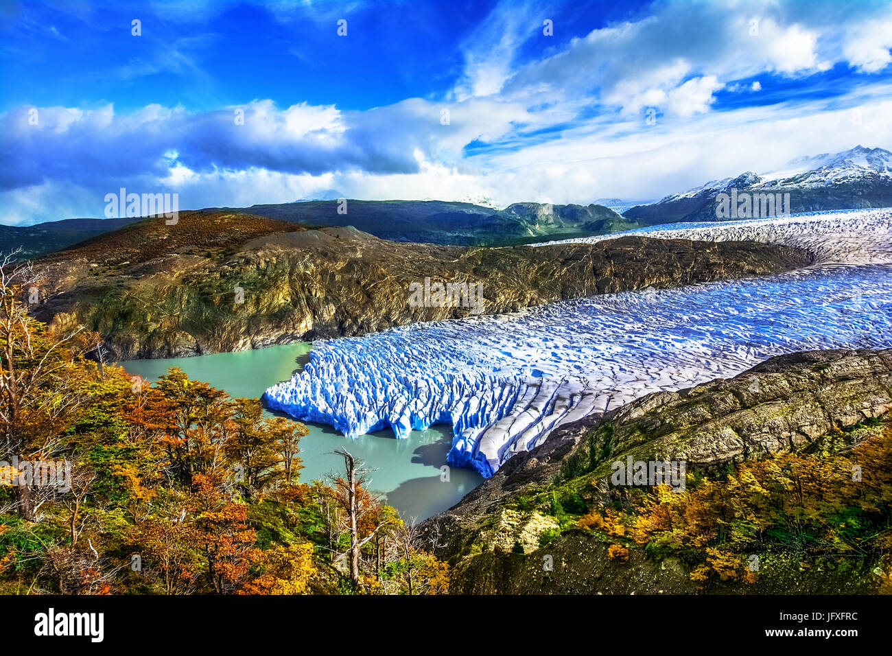 Ghiacciaio grey,patagonia Cile - un ghiacciaio in Patagonia meridionale del campo di ghiaccio, la Cordigliera del Paine Foto Stock