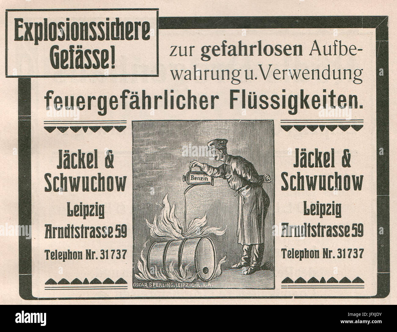 Die Kürschnerkunst, Hans Werner, 1914 (S. Anhang) Jäckel Anzeige und Schwuchow, Lipsia. Explosionssichere Gefässe Foto Stock