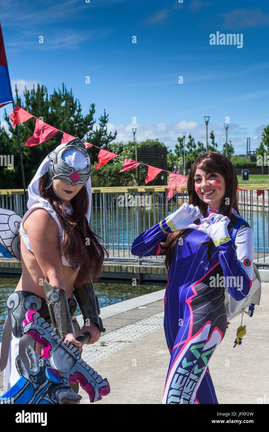 Fumetto e cosplay Tifosi si riuniscono presso il Heartlands in Cornovaglia per Geekfest 3.0 - una celebrazione di tutte le cose di sci-fi, fumetti, film, TV e giochi. Foto Stock