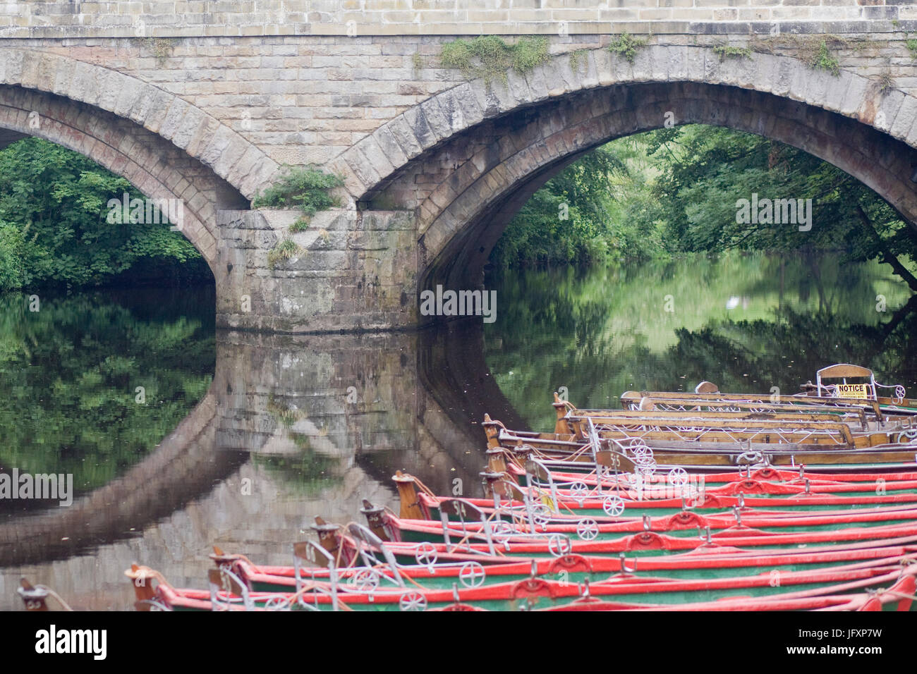 Barche a remi sul fiume Nidd, Knaresborough Foto Stock