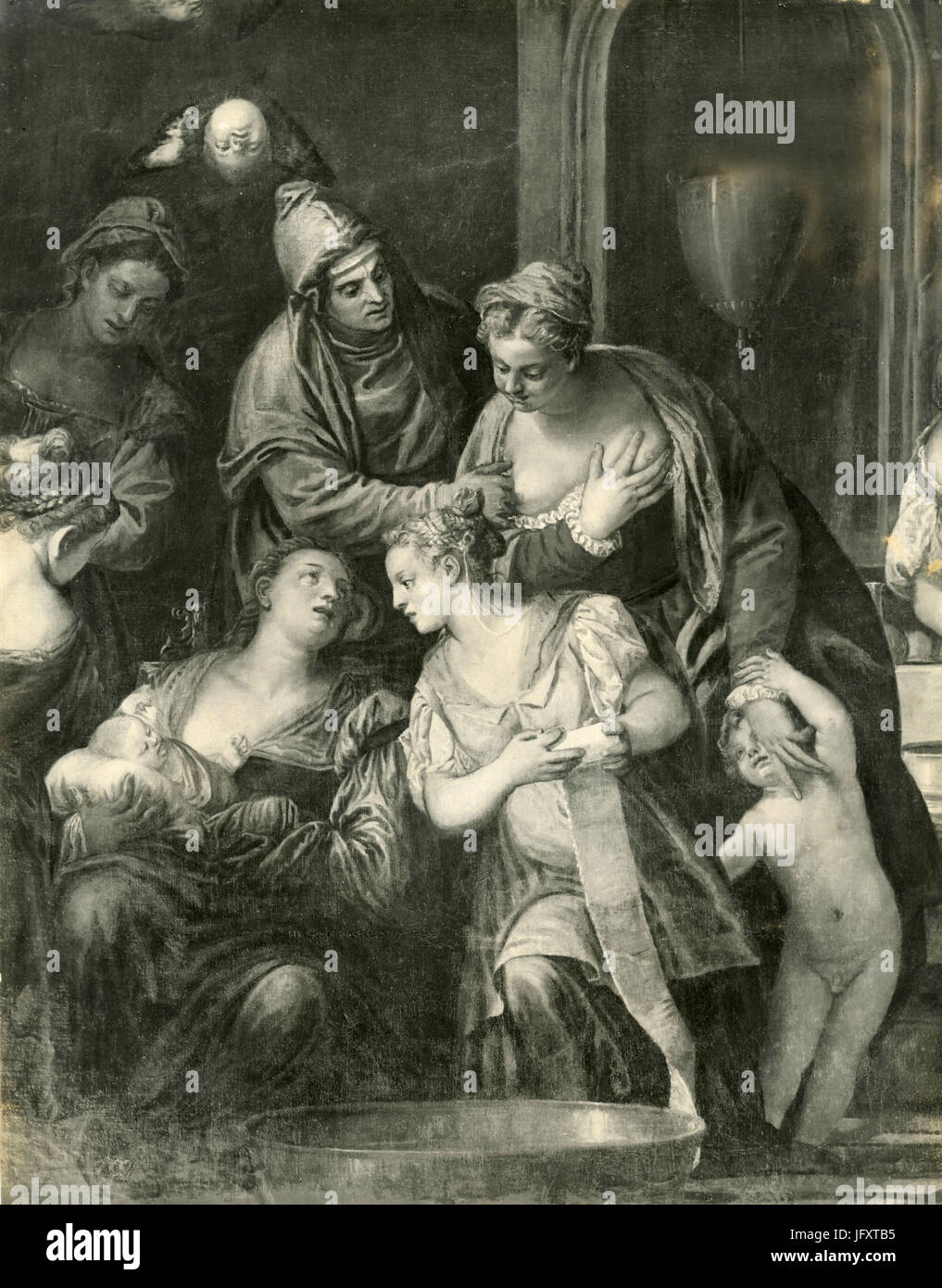 Data di nascita della Vergine, dipinto da Benedetto Caliari, Venezia, Italia Foto Stock