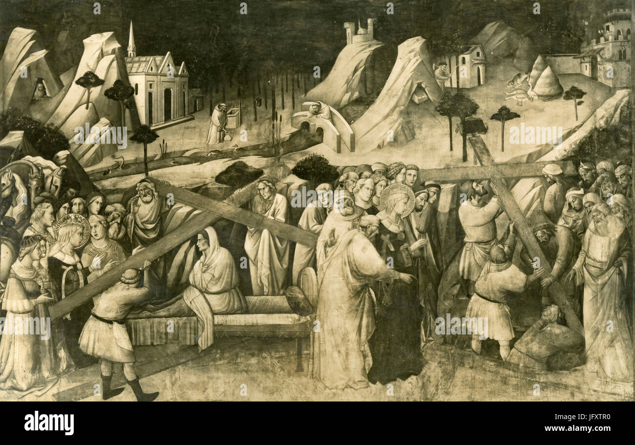 La storia della Santa Croce, dipinto da Taddeo Gaddi, Firenze, Italia Foto Stock