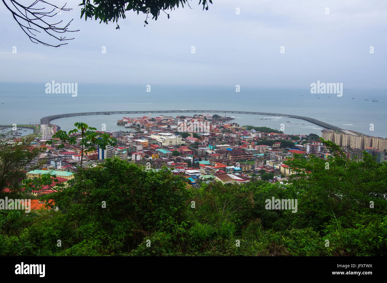 Casco Viejo Panama Antica città vista dal Ancon Hill con cinta costera 3 Foto Stock
