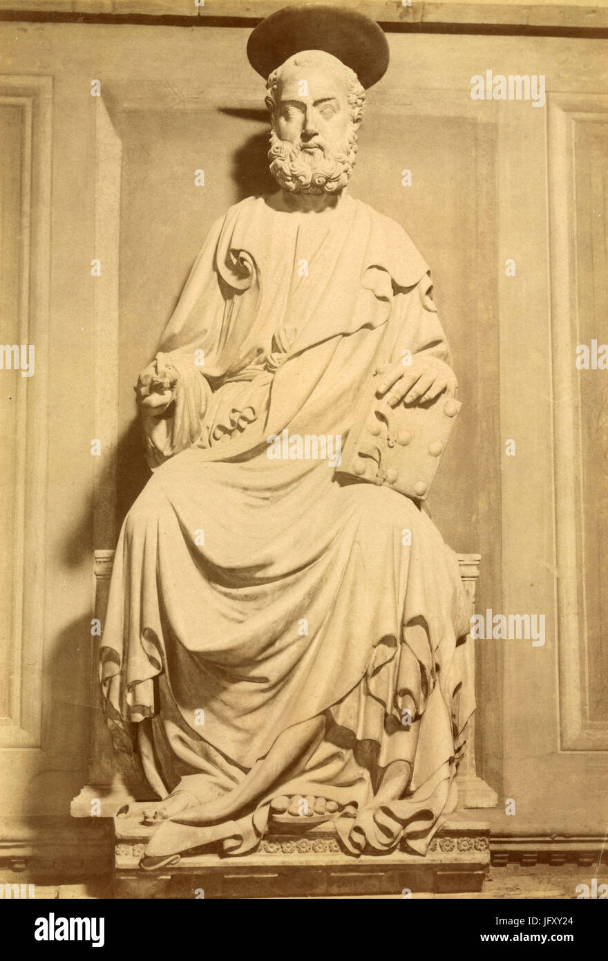 San Marco Evangelista, marmo da Niccolò di Pietro Lombardi, Venezia, Italia Foto Stock