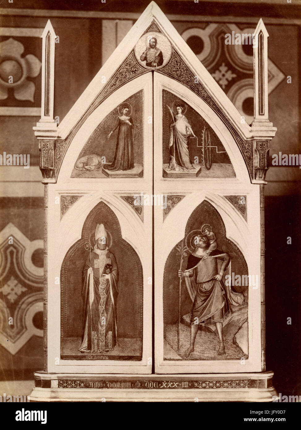 Tabernacolo di Saint Christopher e Martin, di Bernardo Daddi, Firenze, Italia Foto Stock