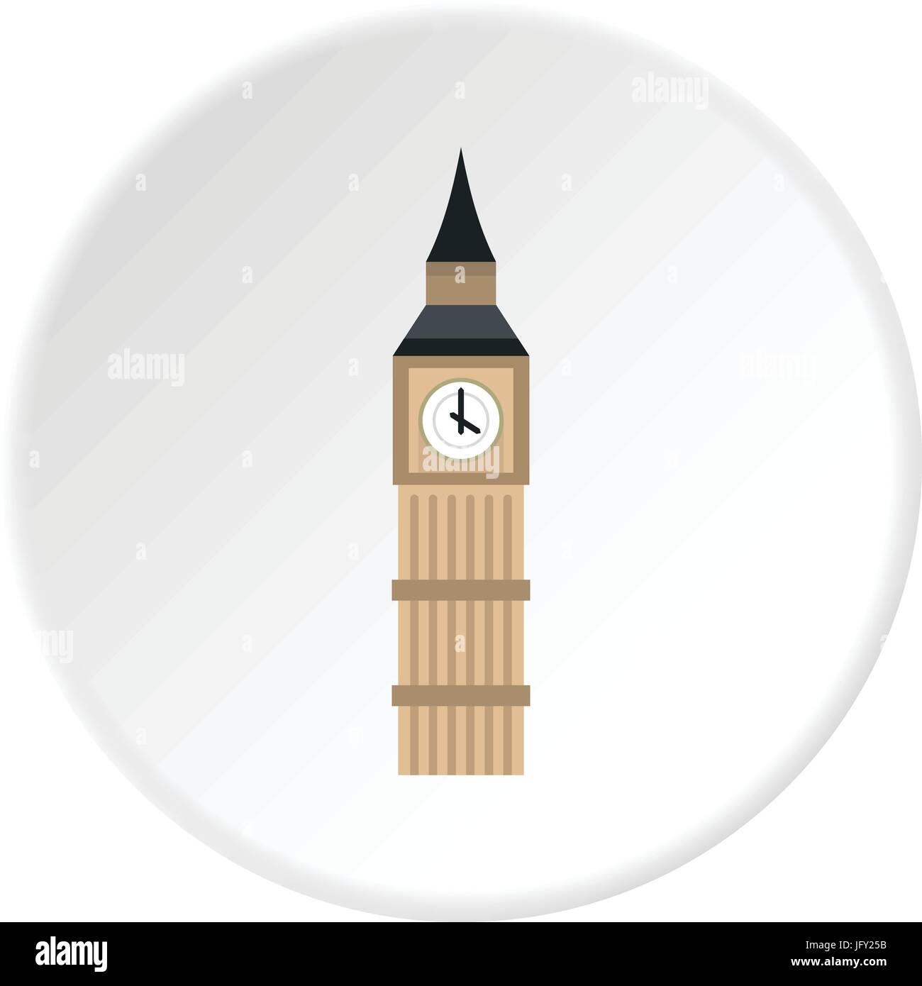 Big Ben orologio cerchio icona Illustrazione Vettoriale