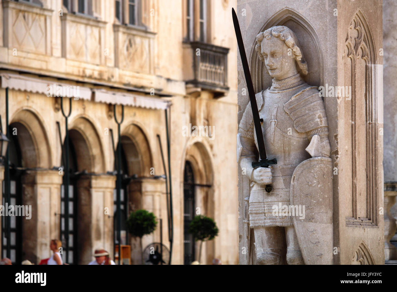 DUBROVNIK/Croazia - 28 giugno 2017: Orlando e discreto di colonna stile barocco veneziano chiesa di San Biagio, protettore della città di Dubrovnik Foto Stock