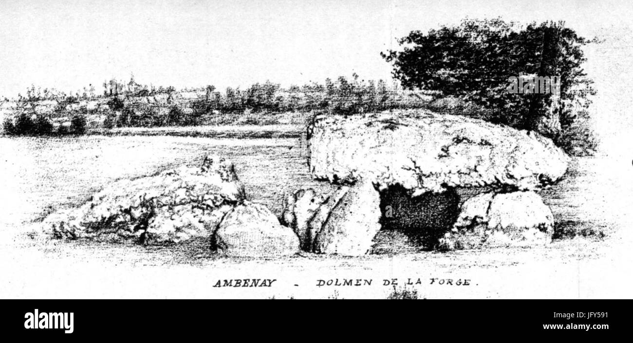 Dolmen de Rugles-Ambenay publié par Léon Coutil en 1896 Foto Stock