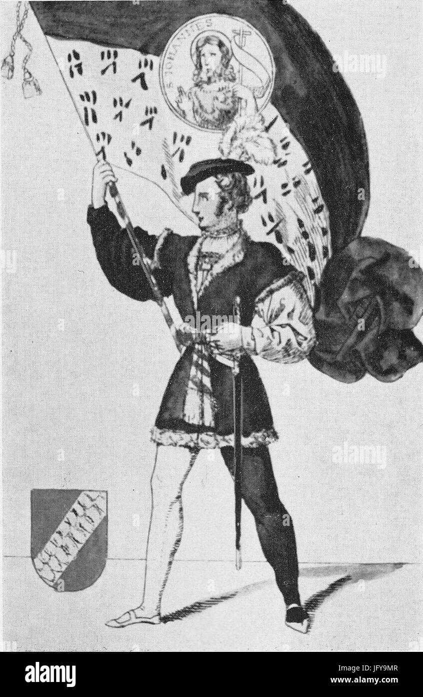 Ehrenfahne der Kürschner, Ehrenbuch aus der Gewerbe und Zünfte, Heideloff 1834 Foto Stock