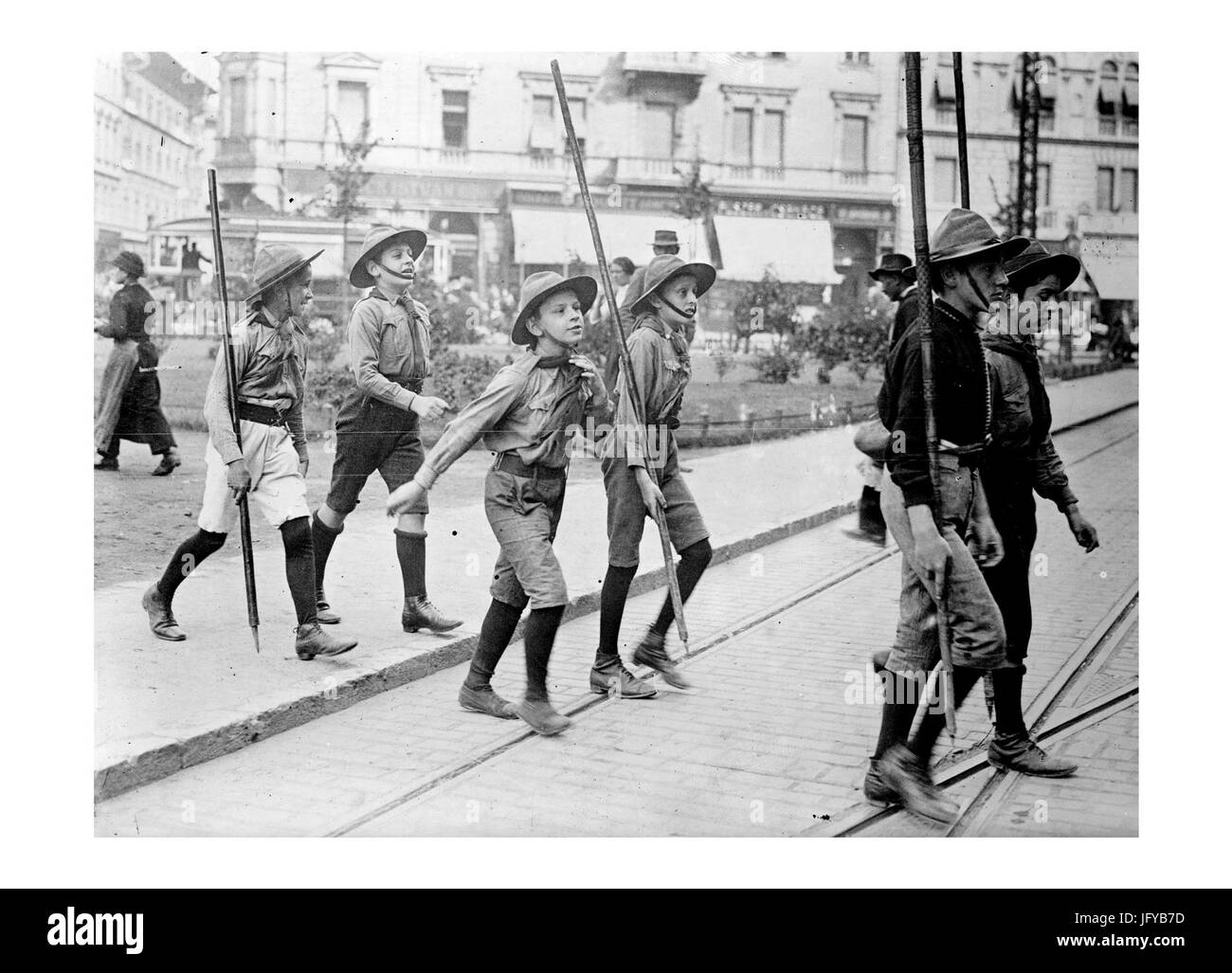 Cserkészek Budapesten Foto Stock