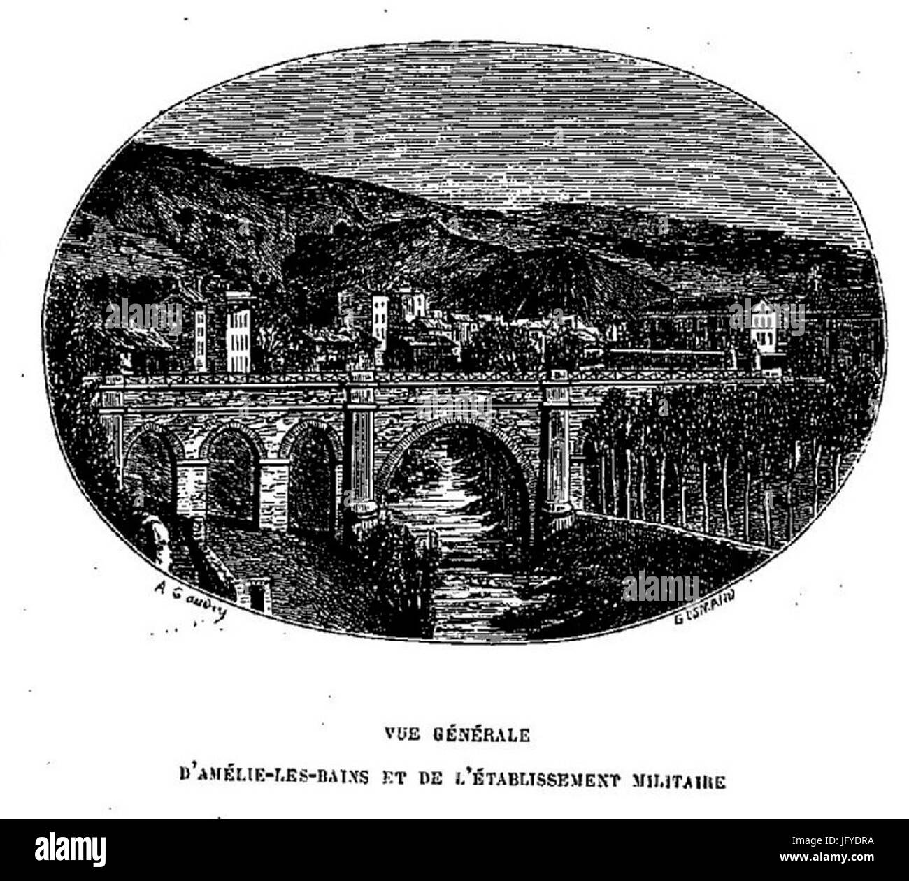 Ernest Génieys - Vue générale d'Amélie-les-Bains (1862) Foto Stock