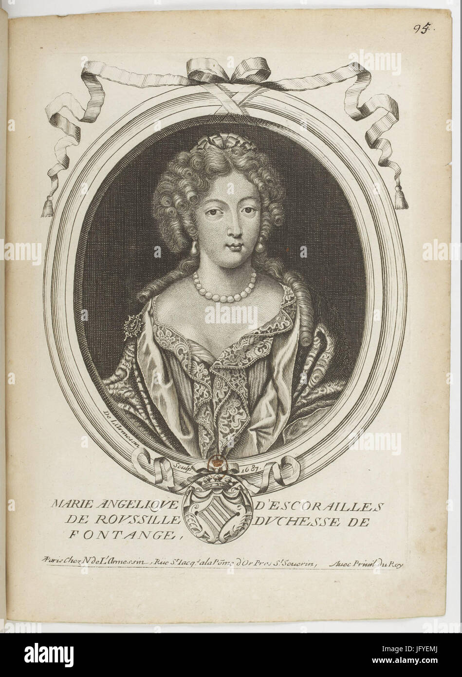 Estampes par Nicolas de Larmessin.f103.Marie-Angélique de Scorailles de Roussille, duchesse de Fontanges Foto Stock