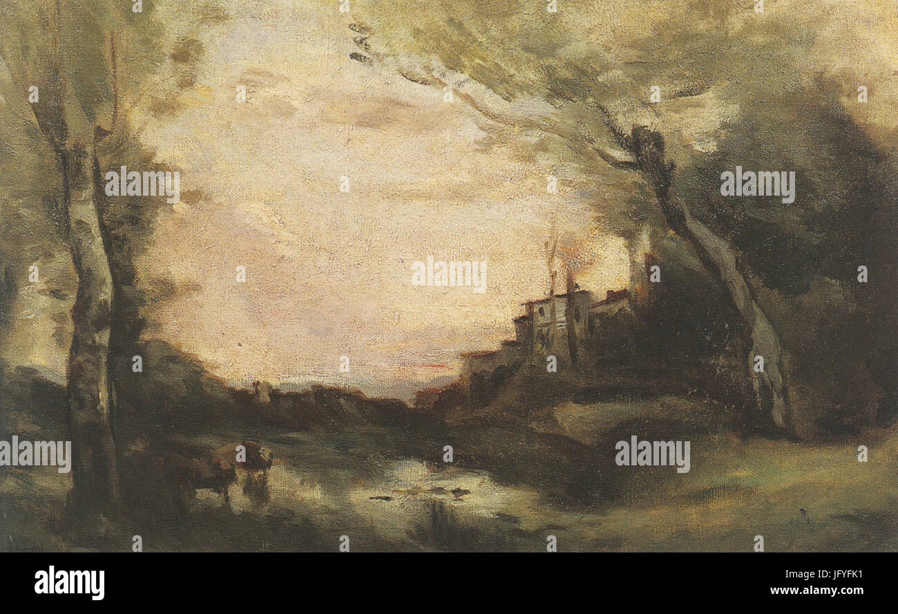 Eva Gonzalès - Paysage de Toscane d après Corot Foto Stock