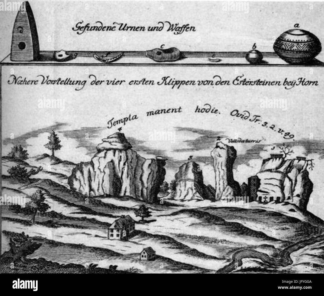 Externsteine Kupferstich von F.H. Frisch 28175029 Foto Stock