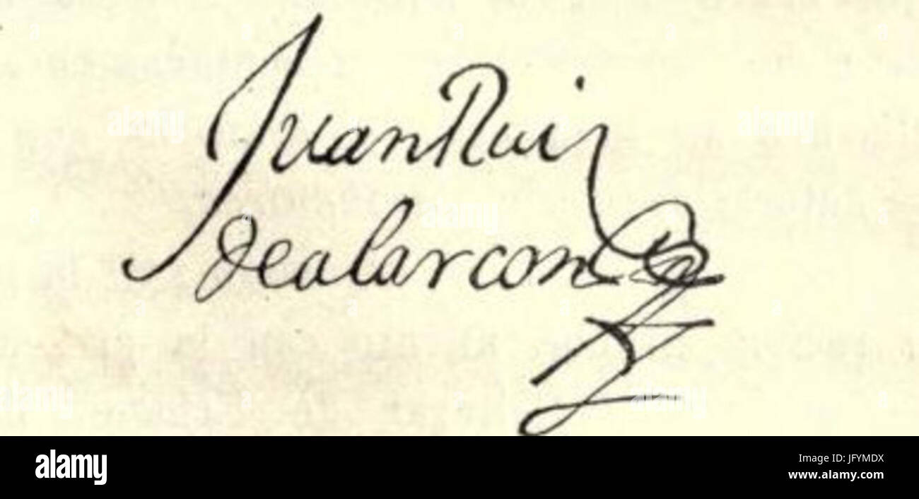 Firma de Juan Ruiz de Alarcón Foto Stock