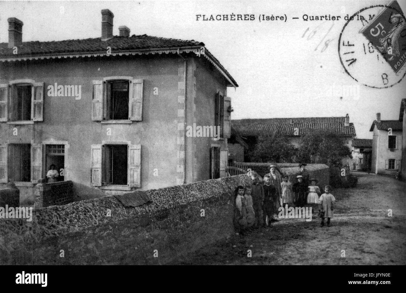 Flachères, quartier de la mairie en 1913, p 86 de l'Isère les 533 comuni Foto Stock