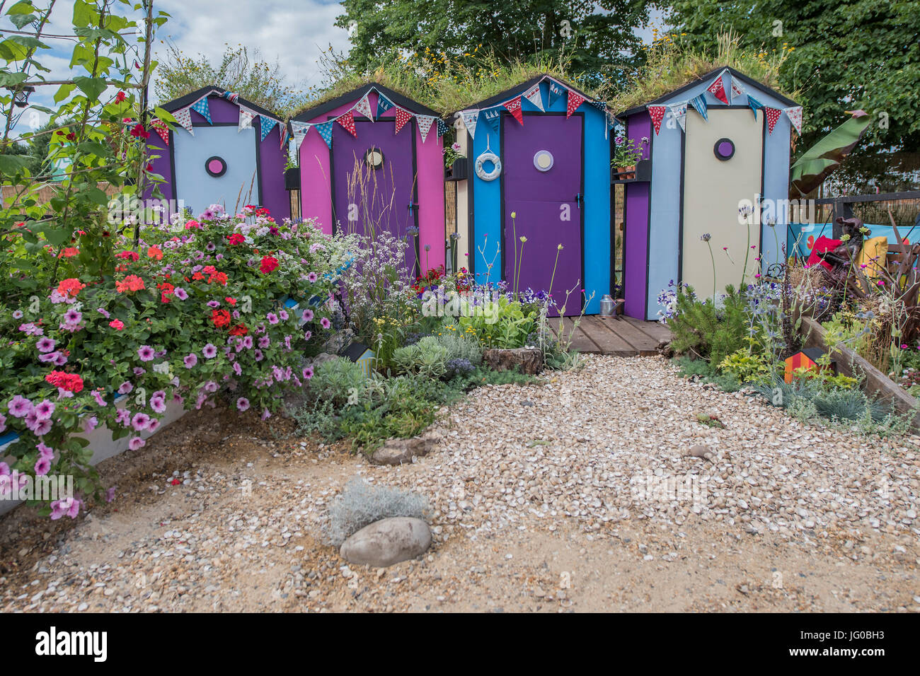 Londra, Regno Unito. 3 Luglio, 2017. Divertimento in giardino a mare per Southend consiglio - L'Hampton Court Flower Show organizzato dalla Royal Horticultural Society (RHS). Nel parco del Palazzo di Hampton Court, Londra. Credito: Guy Bell/Alamy Live News Foto Stock