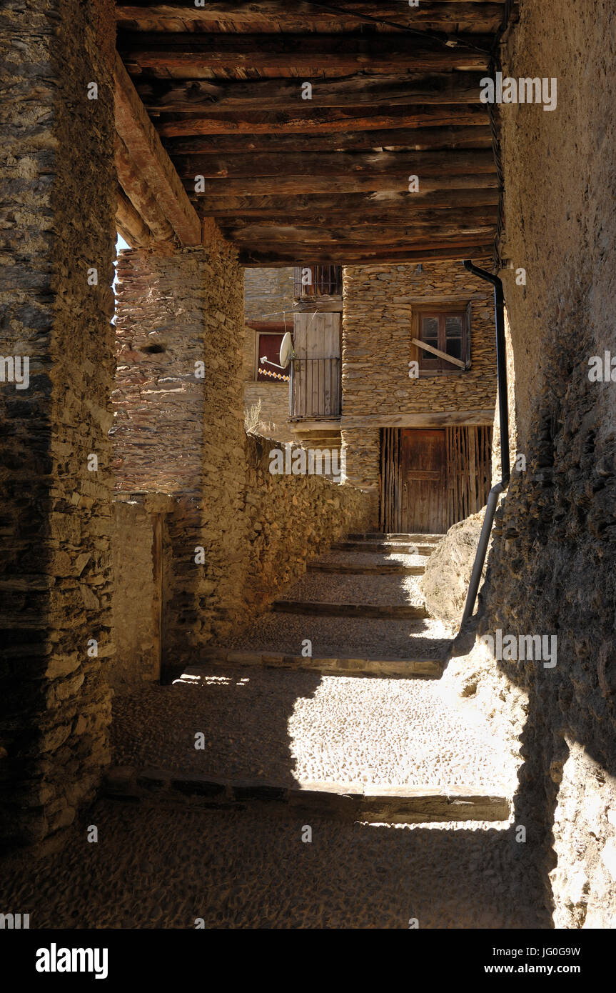 Villaggio di Tirvia, Pallars Sobira, provine Lleida, Spagna Foto Stock