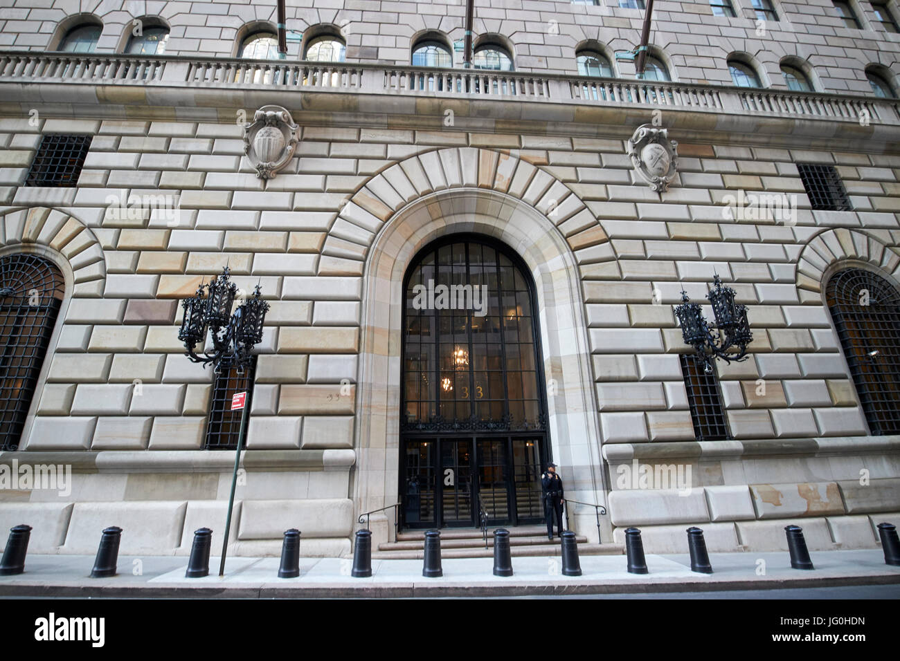 Ingresso al New York Federal Reserve la costruzione di STATI UNITI D'AMERICA Foto Stock