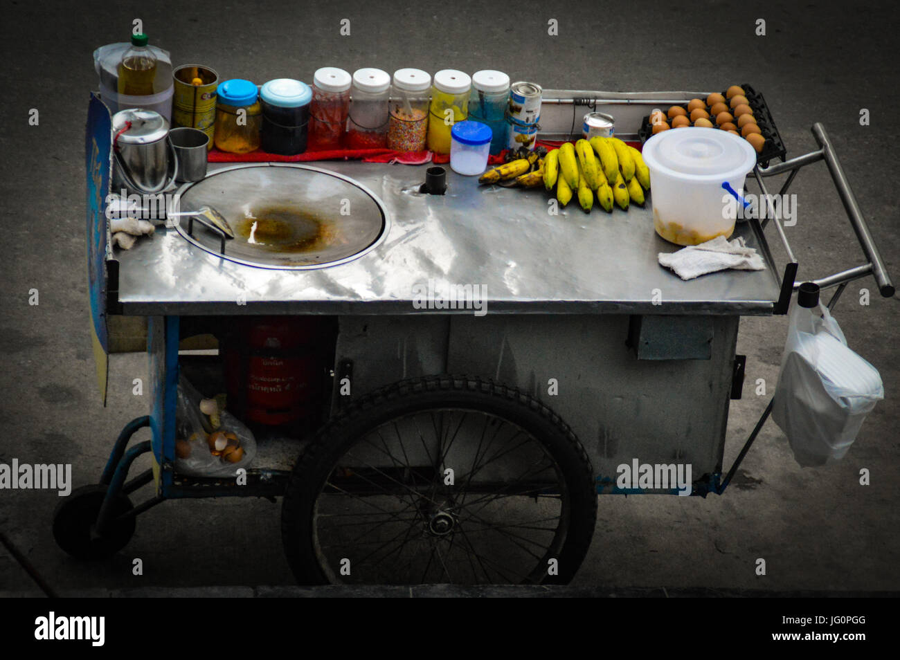 Banana roti street food cart Foto Stock