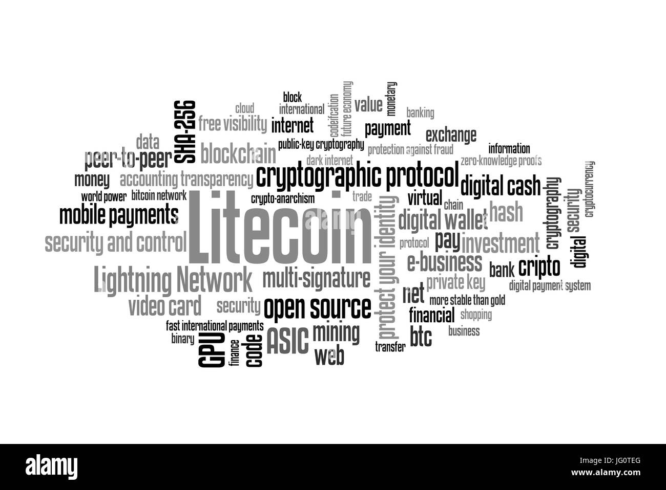 Litecoin crypto parola valuta il cloud Foto Stock