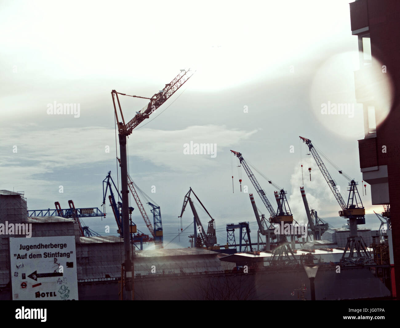 Docks Ausblick vom Stindfang Foto Stock