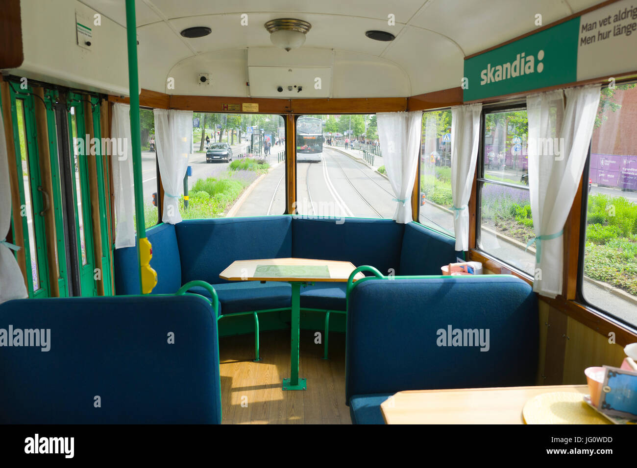 Cafe Tram interno, Stoccolma Foto Stock