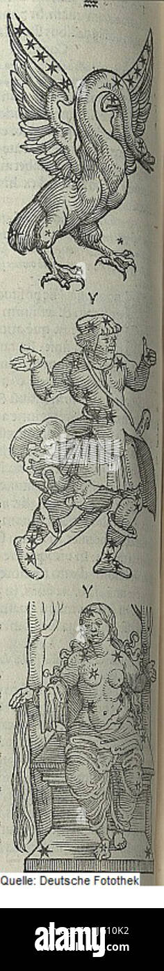 Un'immagine astronomica catalogata come Fotothek df tg 0004723, con la costellazione raffigurata nella versione 5E di un grafico stellare. L'immagine mostra le caratteristiche principali della costellazione per scopi educativi. Foto Stock