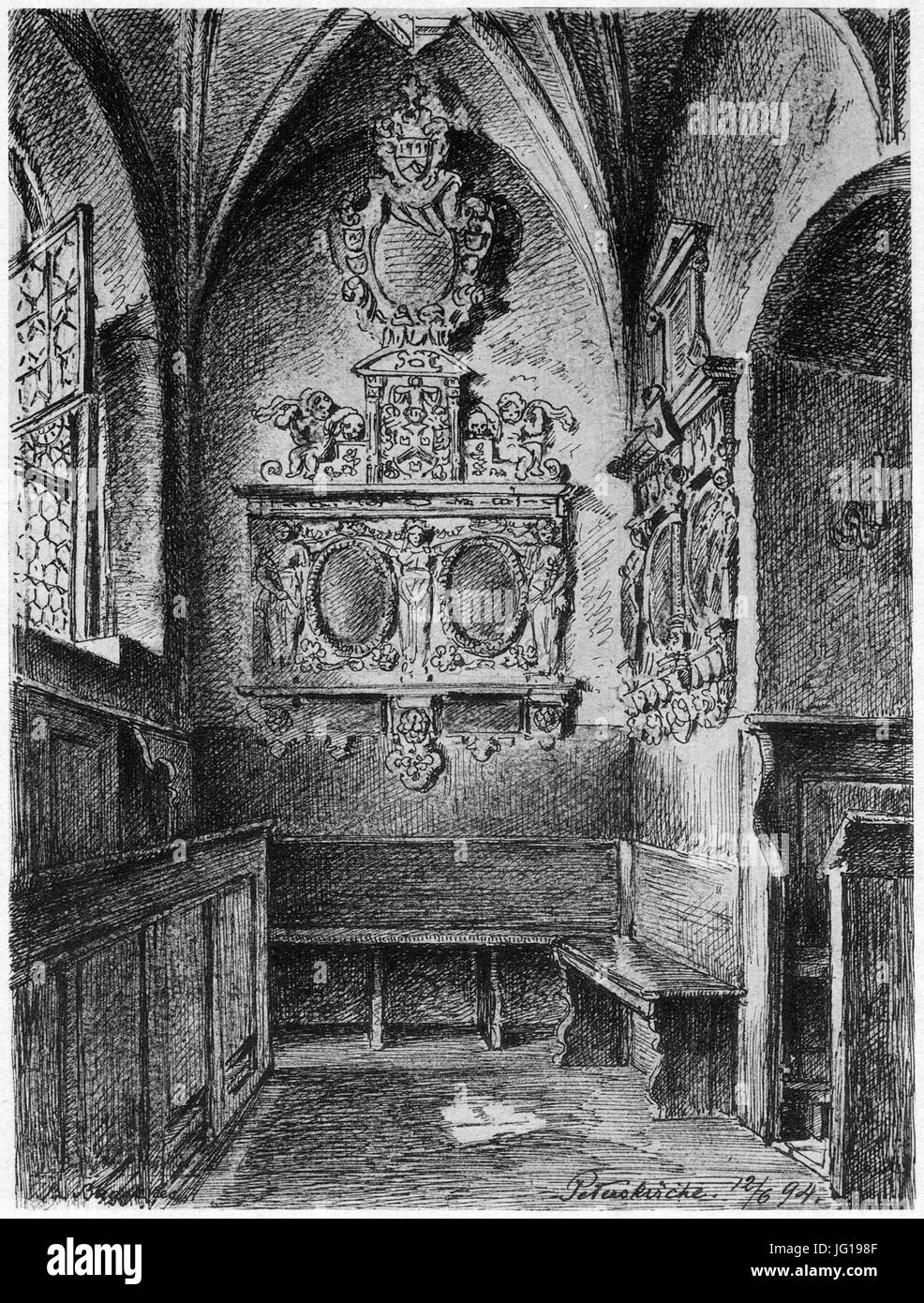 Frankfurt am Main-Bertha Bagge-DAPUIUIFFM-009-Seitenkapelle Epitaphien der Familie Glauburg Foto Stock