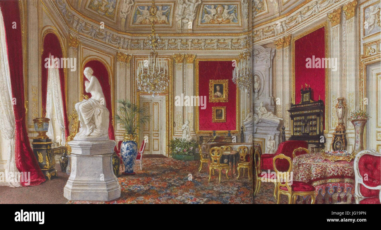 Franz Heinrich, Sommersaal der Königin Olga im Neuen Schloss Foto Stock