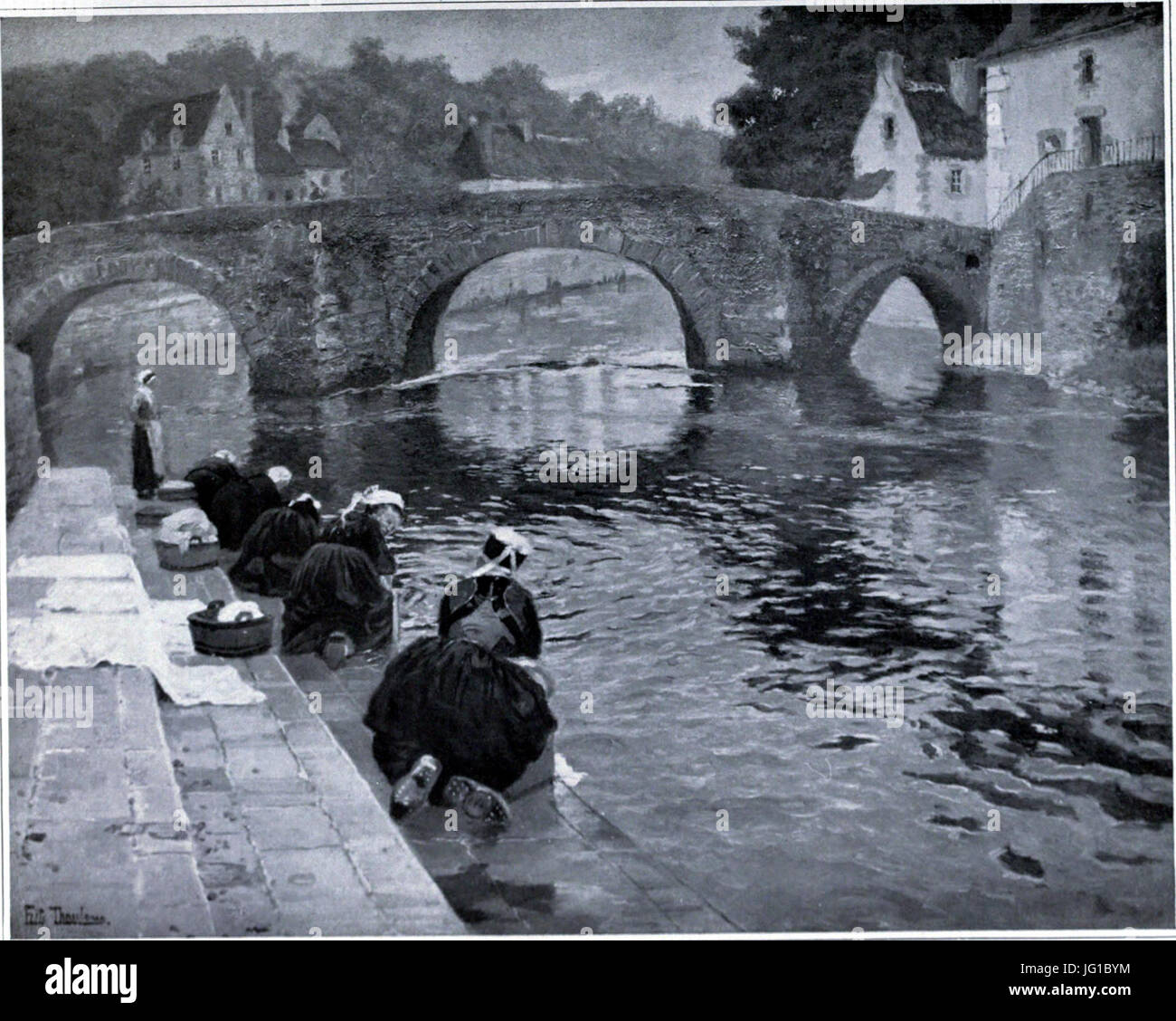 Frits Thaulow - Laveuses à Quimperlé Foto Stock