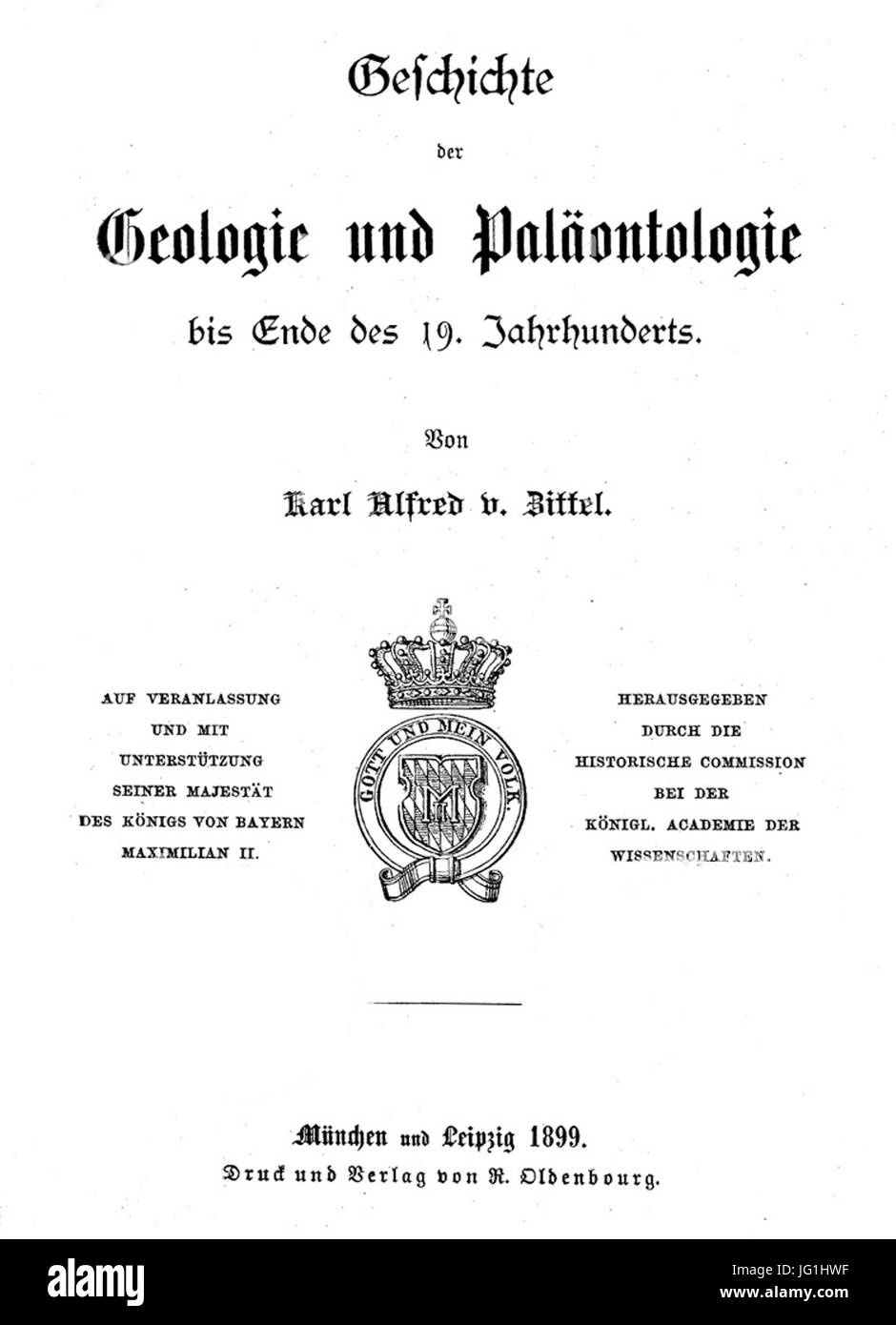 Questo lavoro di Zittel, intitolato *Geschichte der Geologie und Paläontologie*, copre la storia della geologia e della paleontologia, esplorando lo sviluppo di queste discipline scientifiche dalle loro origini ai giorni nostri. Foto Stock